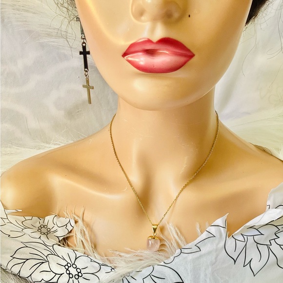 ✨❤️Crystal pendant necklace natural stone pink necklace for woman gold color - Picture 5 of 5